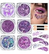 Teenitor Body Glitter Gel, Purple Face Glitter Set, 6 Shapes Face and Body Glitter, Hair Glitter ...