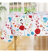 misaya Rectangle Waterproof Vinyl Table Cloth, Wipeable Tablecloth with Flannel Backing, Plastic ...