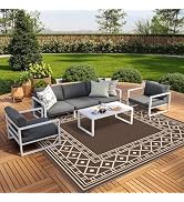 GENIMO Outdoor Rug Waterproof 10' x 10' for Patio, Foldable Reversible Plastic Straw Carpet, Outs...