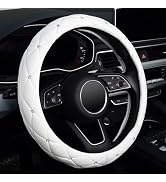 KAFEEK Diamond Soft Leather Steering Wheel Cover with Bling Bling Crystal Rhinestones, Universal ...