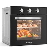 AMZCHEF Wall Ovens 24 inch Electric: 2800w Single Wall Oven with 6 Cooking Modes, 2.72 Cu.Ft. Ele...