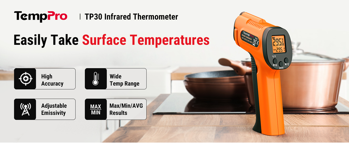 infrared thermometer gun for surface temperatures with high accuracy kitchen home garage