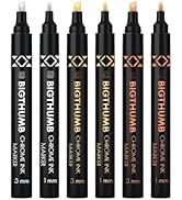 BIGTHUMB 6Pcs Liquid Chrome Paint Markers, Dual Tips DIY Mirror Marker Pen, Oil-based Permanent C...