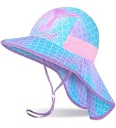 Girls Sun Hat for Kids UV Protection Unicorn Summer Hat Beach Play Hats Wide Brim Neck Flap for G...