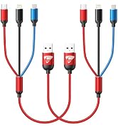 Short Multi Charging Cable, 1FT 2Pack Fast Multiple USB Cable 3 in 1 Charging Cable Universal Mul...