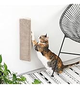xympo Wall Mounted Scratching Post, Triangular Cat Scratcher, Cardboard Scratcher with Metal Bracket