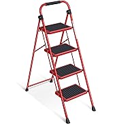 KINGRACK Folding Step Ladder 4 Steps Stool,Heavy-Duty Sturdy Safety Steel Tall Step Stool Ladders