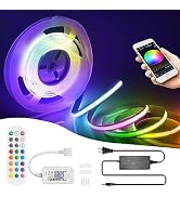 INDARUN RGB COB LED Strip Light 16.4ft, 576LEDs/m, 10mm Width, Smart Color Changing LED Lights Co...