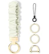 WEESMILE Keychain Wristlet, Stretchy Key Chain for Car Keys with D ring, Cute Scrunchie Wrist Bra...