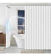 AJAZZ Premium Cloth Shower Curtain with Waterproof Layer – Magnetic Foldable Design Metal Grommet...