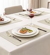 Romanstile Vinyl Placemats Set of 6-12 X 17 Inch - Faux Leather 100% Waterproof Oil-Proof Wipeabl...
