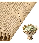 RUSPEPA 20 Sheets Kraft Newspaper Flower Wrapping Paper, Reversible Floral Bouquet Paper, Black F...