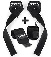 Breaking Limits Lifting Straps & Wrist Wraps Set - Wrist Straps For Weightlifting, Strength Train...