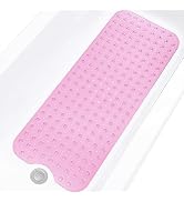 Linoows Bathtub and Shower Mats, Extra Long Non-Slip Bath Tub Mat 39 x 16 Inch, Machine Washable ...