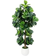 GTIDEA 6FT Artificial Fiddle Leaf Fig Tree with White Planter | Realistic Faux Fiddle Leaf Fig Tr...
