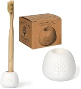 Gaia Guy Quick Dry Diatomaceous Earth Toothbrush Holder – Stylish Stone Tooth Brush Organizer - W...
