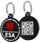 MYLUCKYTAG QR Code ESA Emotional Support Dog ID Tag - Pet Online Profile - Scan QR Receive Instan...