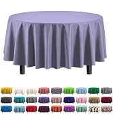Exquisite 12-Pack Premium Plastic Tablecloth 84in. Round Table Cover - Lavender