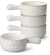 MALACASA French Onion Soup Bowls with Handles - 20 oz Oven Safe Bowls Soup Crocks for Chilli, Bee...
