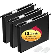 Extra Capacity Plastic Hanging File Folders,12 Pack Reinforced Hang Folder,Heavy Duty 1 Inch Expa...
