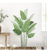 Tropical Leaves Wall Decals Bird of Paradise Plant Wall Stickers Peel and Stick Green Plants Wall...