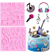ZiXiang Music Theme Fondant Mold Musical Notes Piano Silicone Molds Musical Keyboard Microphone M...