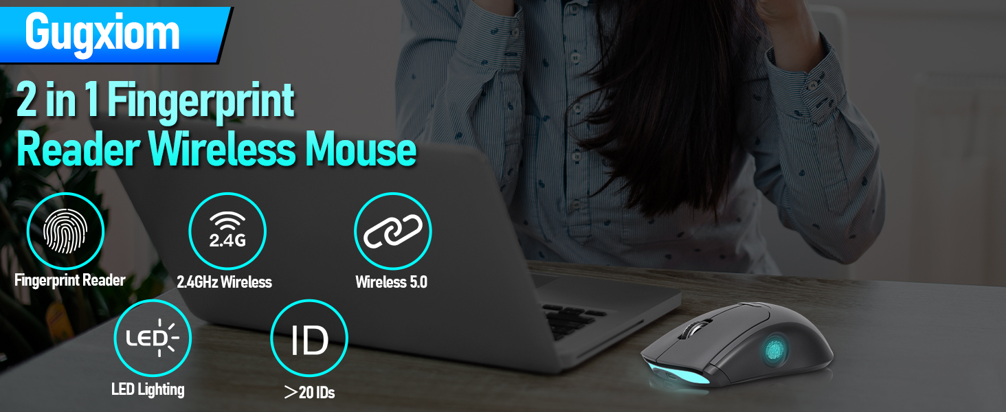Gugxiom 2 in 1 Fingerprint Sensor & Wireless Mouse