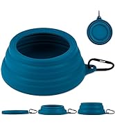 OHMO-Collapsible Dog Water Bowl Anti Tip Over No Spill from Car Movement(24oz Medium, Peacock Blu...