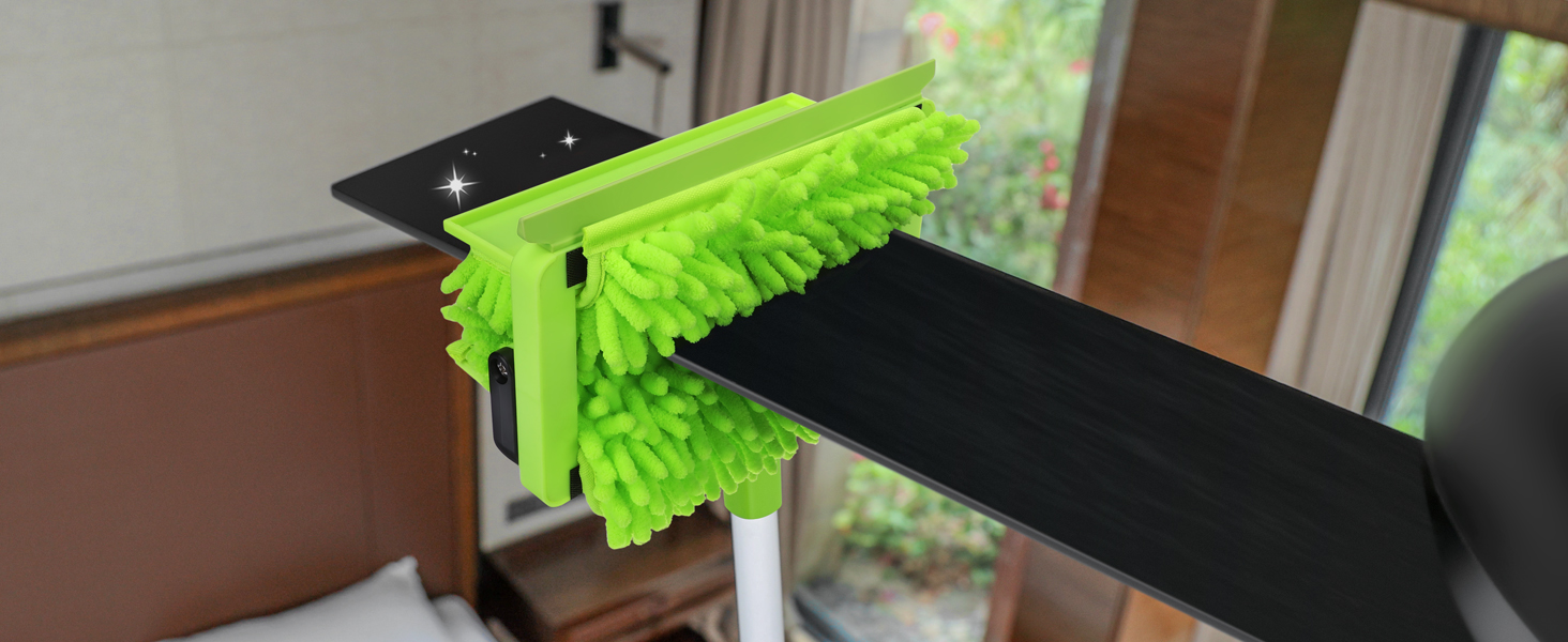 top view of the long handle ceiling fan blade cleaner tool, no more ladder