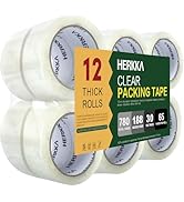 HERKKA Clear Packing Tape, 12 Rolls Heavy Duty Packaging Tape for Shipping Packaging Moving Seali...