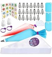 Piping Bags and Tips Set, 100PCS 12 Inch Disposable Pastry Bags with Tips Cupcake Frosting Piping...