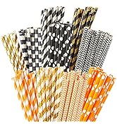 HANSGO 200PCS Paper Straws, Disposable Drinking Striped Paper Straws Party Straws Bulk for Festiv...