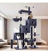 Hey-brother Cat Tree Tower, Scratching Posts with 3 Condos, Large Basket, Cozy Bed, Sisal Board, ...