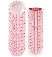 Caperci Grease-Resistant Pink Mini Cupcake Liners 200 Counts - Heavy Duty Paper Muffin Baking Cup...