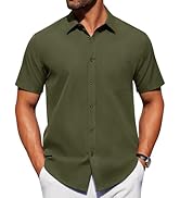 Alimens & Gentle Mens Short Sleeve Dress Shirt Wrinkle Free Solid Casual Button Down Shirts for S...