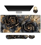 NXZGO Desk Mat Pad, Gaming Mouse Pad Wrist Support Set, 4 in1 Non-Slip XXL Large Mousepad + Ergon...