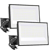 Onforu 2 Pack 100W LED Flood Light with Plug 700W Equiv., 8900Lm Super Bright LED Work Light, IP6...