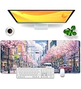 Japan Large Mouse Pad Cherry Blossom Desk Pad Anime Desk Mat XL Flower Gaming Mouse Mat 31.5x11.8...