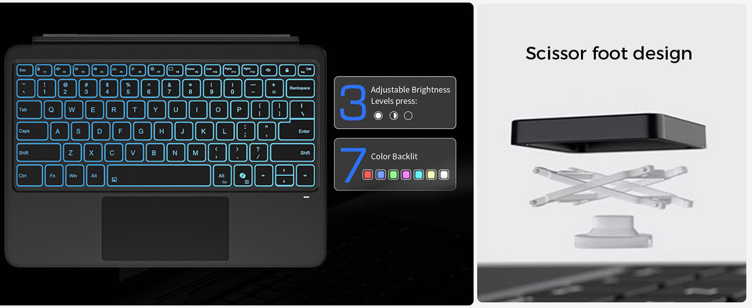 surface pro12 keyboard with 7 color blacklit