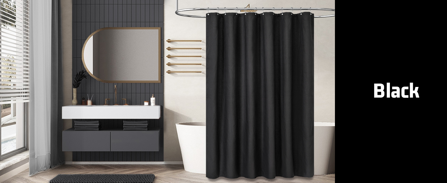 black shower curtain