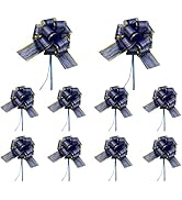 10 Packs 6 Inches Gift Bow for Present Decoration Dark Blue Pre-Made Organza Ribbon Pull Bow for ...