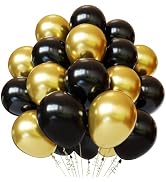 Black Gold Balloons, 50pcs 12 inch Gold Black Balloons Kit, Black Latex Balloons for Birthday, Ne...