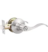 GOBEKOR 1 Pack Privacy Door Levers Brushed Nickel Lever Door Handles Interior for Bedroom and Bat...