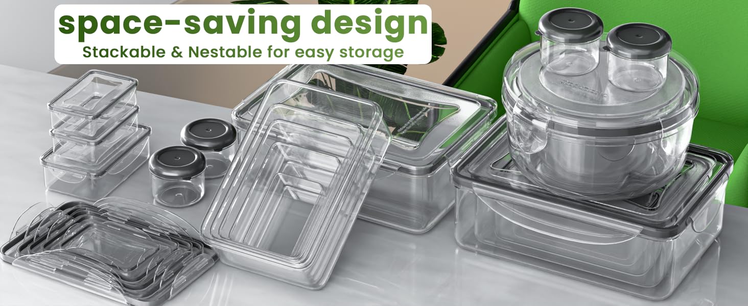 Space saving stackable containers with Lids