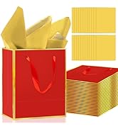 24 Pack Metallic Paper Gift Bags with Handles – Includes Tissue Paper – 8"x5"x10" – Elegant Perso...