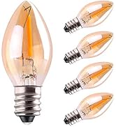 C7 LED Bulb, 0.5W Light Candle Bulbs, Amber Glow 5w Incandescent Replacements E12 Candelabra Base...