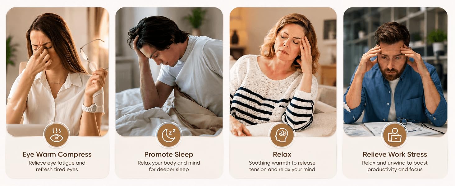 Relieves head and eye strain, promotes sleep, and alleviates work stress.
