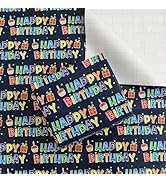 BULKYTREE Birthday Wrapping Paper with Cut Lines for Boys Girls Kids Men Women Holiday Birthday T...