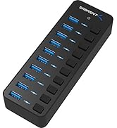 SABRENT 10-Port 60W USB 3.0 Hub with Individual Power Switches and LEDs, Includes 60W 12V/5A Powe...