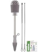 haakaa Silicone Cleaning Brush Kit - SUVA Grey - Bottle Brush for Breast Pumps, Breast Milk Colle...